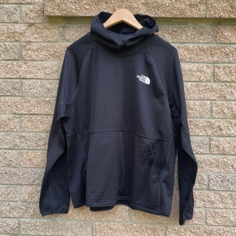 The North Face Echo Rock Pullover Hoodie‎ Black Grid Fleece XL Gorpcore Hiking